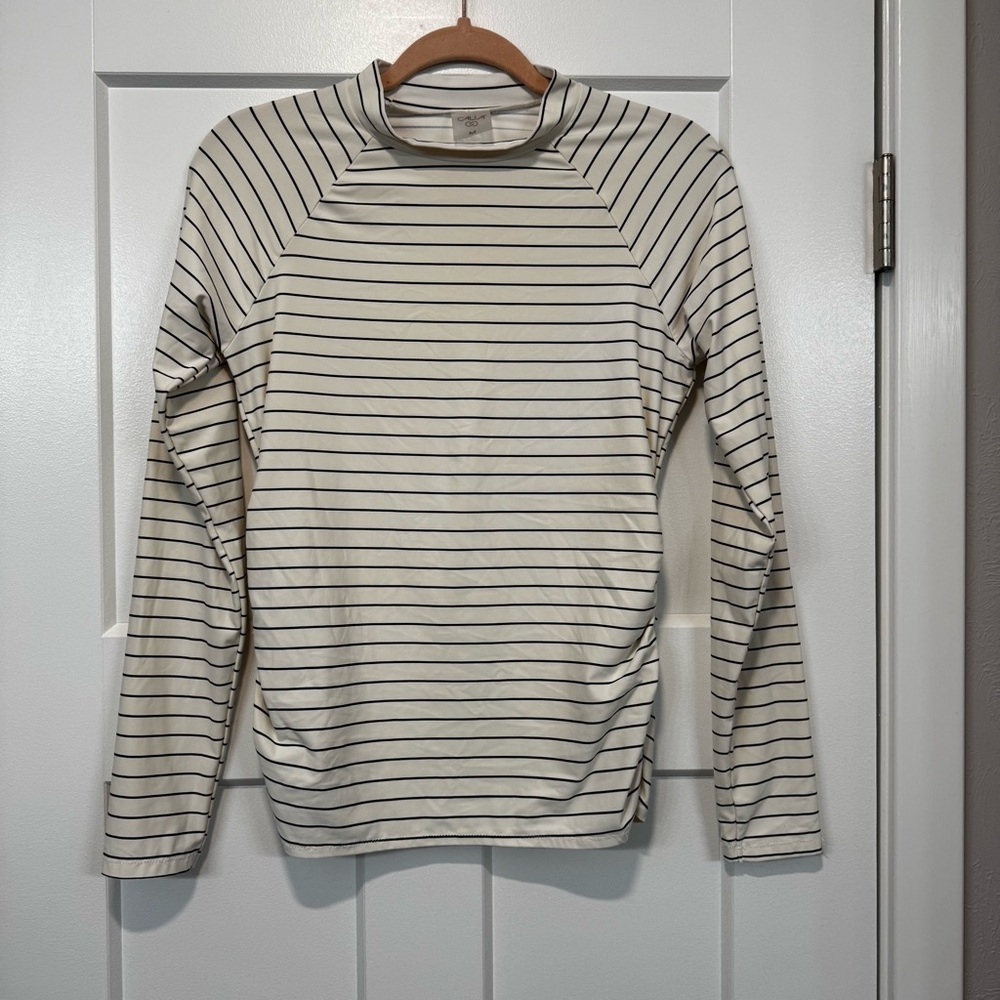 CALIA by Carrie Underwood Cream and Black Striped Top
